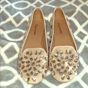 Bedazzled Nude Flats